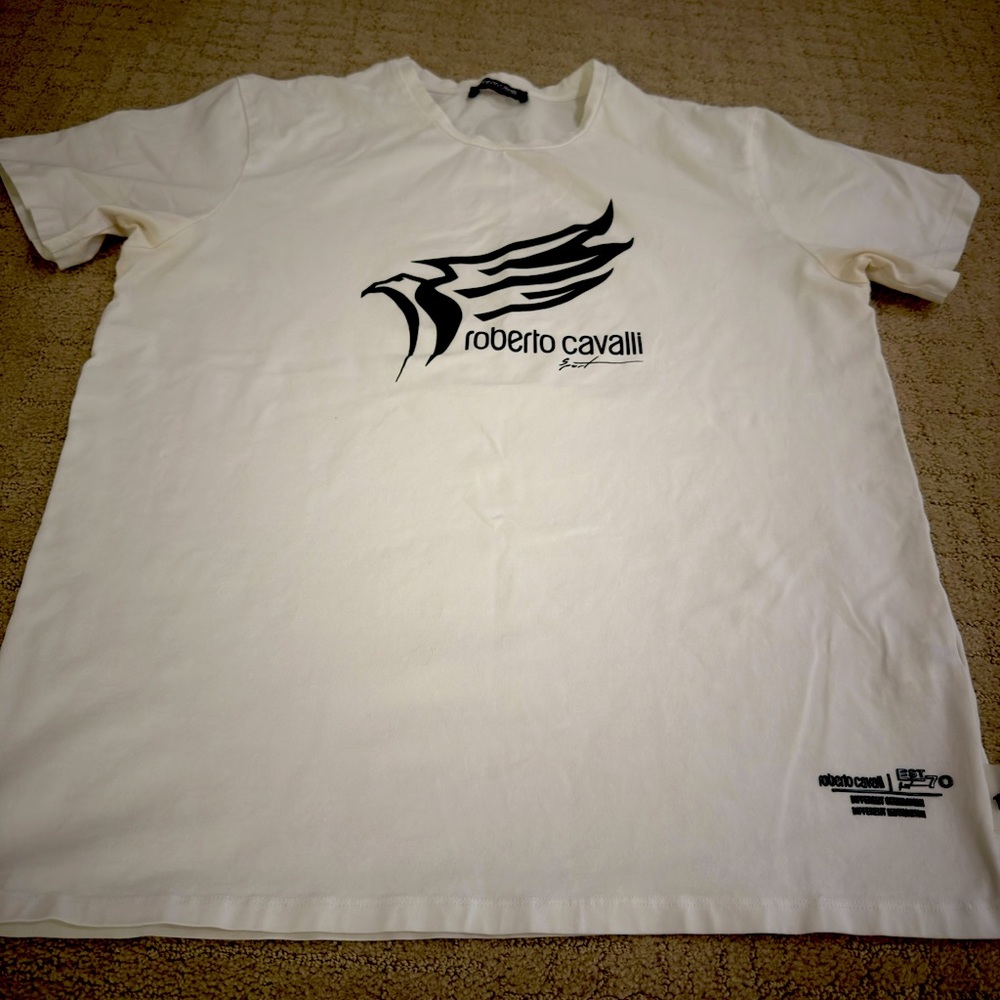 Roberto Cavalli White and Black Graphic Tee
